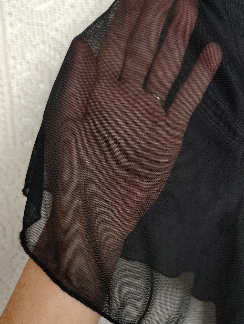 Metaphor Black Ruched Drape Top with Rhinestone Accent - Picture 5 of 14